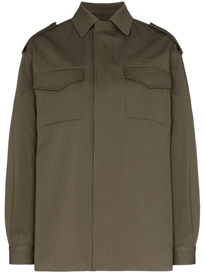 Valentino Vlogo Stitched Cotton Jacket In Green