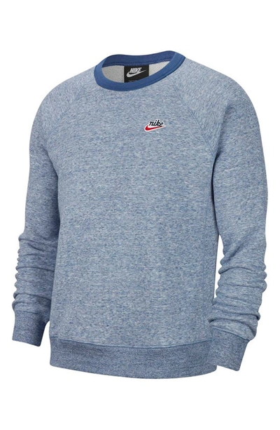Nike Sportswear Heritage Crewneck Sweatshirt In Blue Void/ Heather