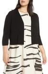 Lafayette 148 Plus-size Finespun Voile Openfront Cropped Cardigan In Black