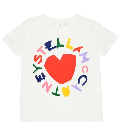 Stella Mccartney Kids' Logo印花有机棉t恤 In White