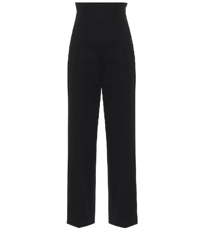 Alaïa High-rise Cotton Gabardine Trousers In Black