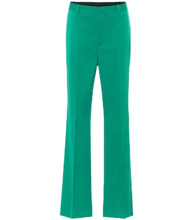 Balenciaga High-rise Stretch-wool Straight Trousers In Green