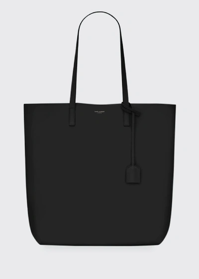Saint Laurent Ysl Leather Shopper Tote Bag In Noir
