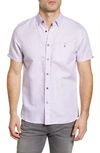 TED BAKER SLIM FIT HAVEFUN SHORT SLEEVE BUTTON-UP SHIRT,240019-HAVEFUN-MMA
