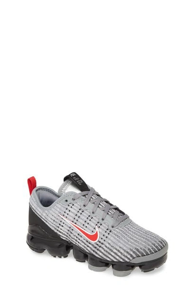 Nike Kids' Air? Vapormax Flyknit 3 Bg Sneaker In Particle Grey/ Red/ Black