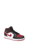 Jordan Kids' 1 Mid' Sneaker In Black/ Noble Red/ White