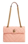 Kurt Geiger Kensington X Quilted Leather Shoulder Bag In Salmon