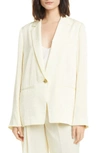 Vince Oversized Crepe De Chine Blazer In Sun Creme