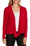 Vince Camuto Drape Front Cotton Blend Cardigan In Rhubarb