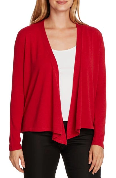 Vince Camuto Drape Front Cotton Blend Cardigan In Rhubarb