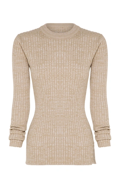 Anna Quan Mika Ribbed Cotton Top In Neutral