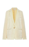 Vince Oversized Crepe De Chine Blazer In Yellow
