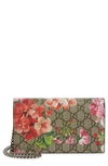 GUCCI GG BLOOMS SUPREME CANVAS WALLET ON A CHAIN,402724KU2IN