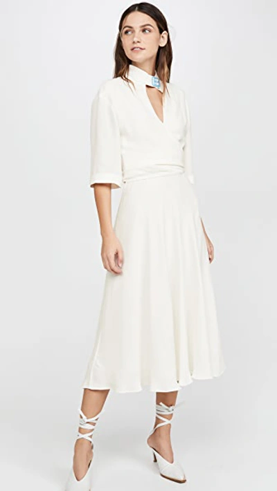Off-white Crepe Romantic Dress In White