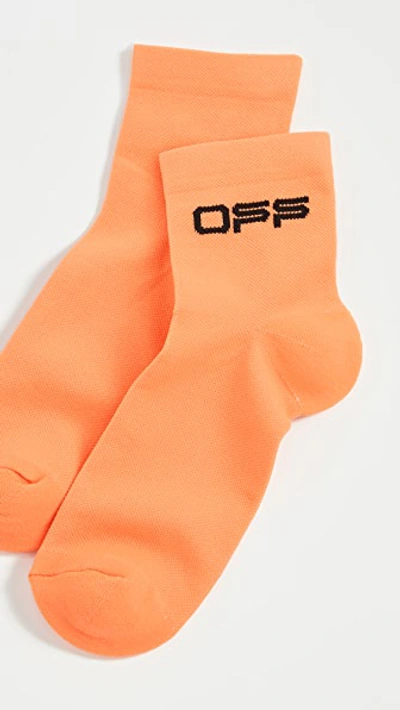 Off-white Off Short Socks In Orange/black