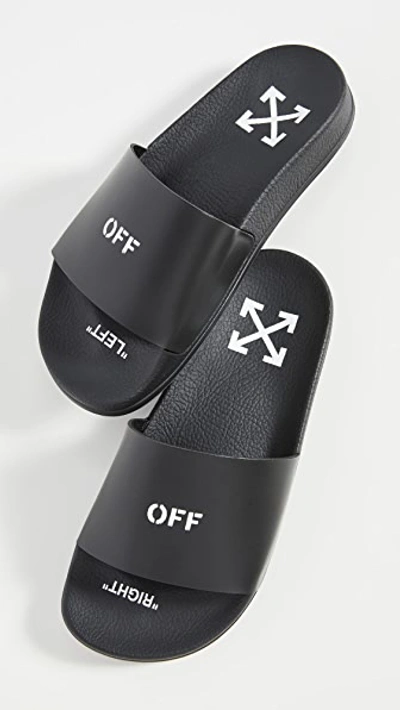 Off-white Rubber Slides For Left And Right In Black