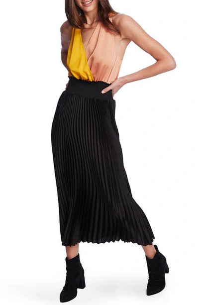 1.state Sleeveless Color-block Maxi Dress In Rich Black
