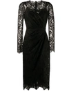 Dolce & Gabbana Galloon Lace Calf-length Wrap Dress In Black