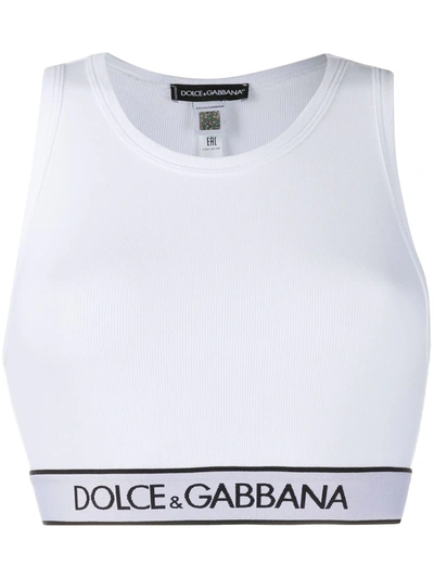 Dolce & Gabbana Stretch Cotton Top W/ Logo Hem In White