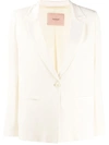 Twinset V-neck Cropped Sleeve Blazer In Neutrals
