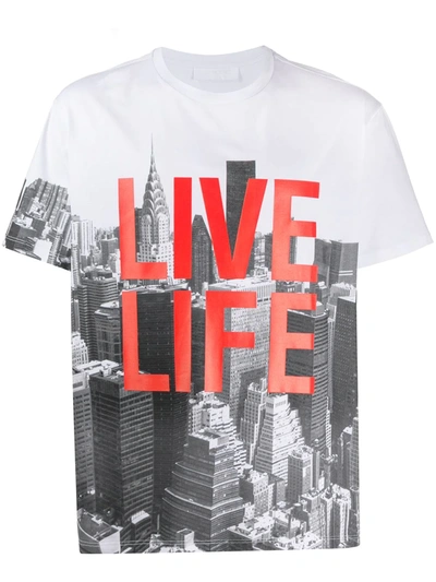 Neil Barrett Live Life Short-sleeved T-shirt In White