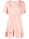 Liu •jo Wrap Front Gathered Detail Dress In Pink