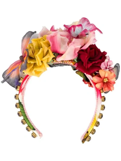 Dolce & Gabbana Appliquéd Flower Headband In Red