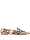 AEYDE POINTED SNAKESKIN EFFECT FLAT SHOES