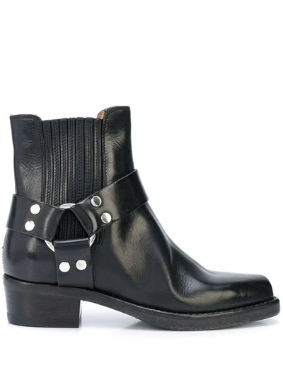 Re/done Cavalry Leather Ankle Boots In Black