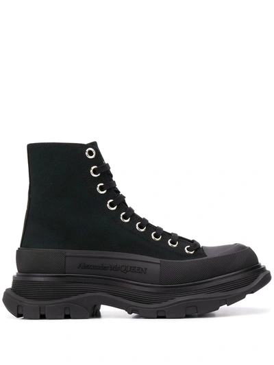 Alexander Mcqueen Sneakers Tread Slick High Aus Schwarzem Canvas In Black