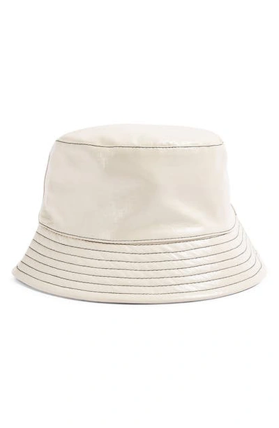 Topshop Vinyl Bucket Hat In Cream