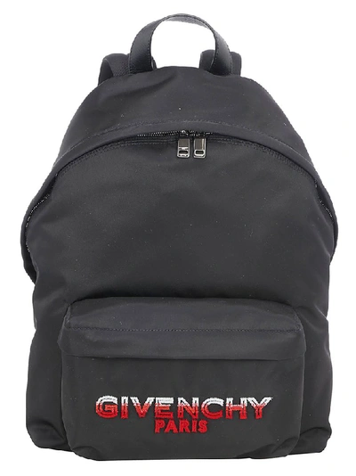 Givenchy Flocked Logo Nylon Backpack In Black