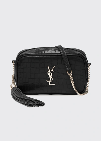 Saint Laurent Ysl Tri-quilted Wallet On Chain In Black