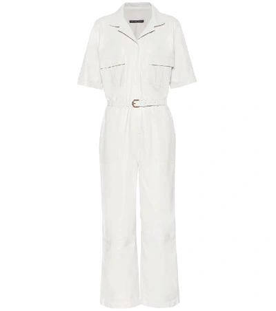 Zeynep Arcay Belted Leather Utility Jumpsuit In White