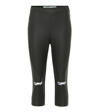 Off-white Cropped Printed Coated Stretch-jersey Leggings In Black