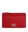 DOLCE & GABBANA LEATHER ZIPPED CARD HOLDER,15049097