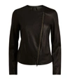 VINCE COLLARLESS LEATHER JACKET,15035282