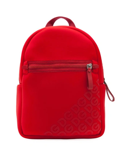 Dolce & Gabbana Kid's Stamped Logo Neoprene Backpack In Red