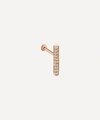 Maria Tash 18ct 11mm Square Diamond Pave Bar Single Threaded Stud Earring In Rose Gold