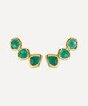 Monica Vinader Gold Plated Vermeil Silver Siren Green Onyx Climber Earrings In Gold