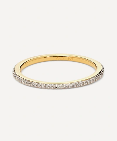 Monica Vinader Gold Plated Vermeil Silver Skinny Diamond Eternity Ring In Gold/ Diamond