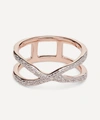 MONICA VINADER ROSE GOLD PLATED VERMEIL SILVER RIVA WAVE CROSS RING,000649950