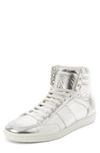 Saint Laurent Sl/10h Signature Court Classic High Top Sneaker In Silver