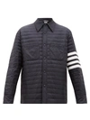 Thom Browne Fine Quilt Down Fill 4 Bar Shirt Jackt In Blue