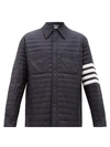 Thom Browne Quilt Matte Nylon Down Jacket W/stripes In Blue