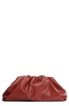 Bottega Veneta The Pouch Leather Clutch In Rust/ Gold