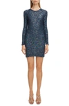 SAINT LAURENT SEQUIN LONG SLEEVE MINIDRESS,605372YAMD2