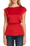 Vince Camuto Extended-shoulder Cinched-waist Blouse In Rhubarb