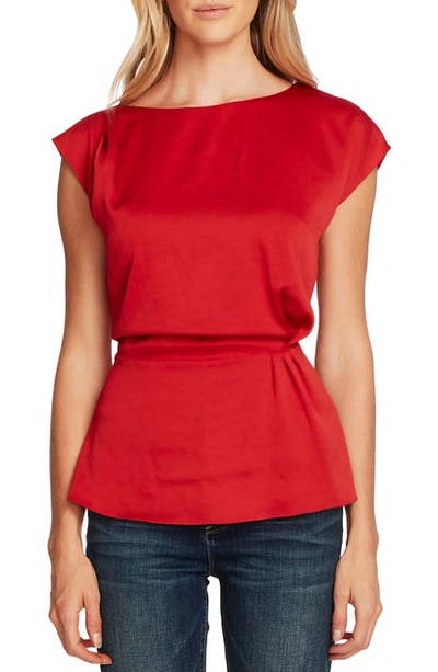 Vince Camuto Extended-shoulder Cinched-waist Blouse In Rhubarb