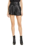 FRAME LEATHER PAPERBAG WAIST SHORTS,LWLT0395